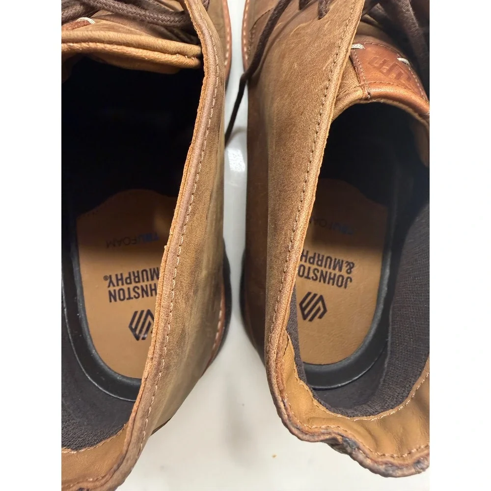 Johnston & Murphy Mens TRUFOAM Oiled Leather Chukka Boots Brown Size 9.5M